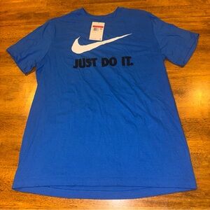 Nike Men's Just Do It Swoosh T-shirt Large Blue Cotton FN8578 403 NEW With Tags
